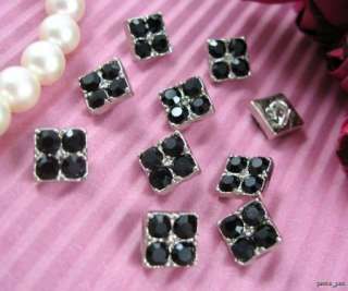 10 Sparkling Crystal Rhinestone Square Buttons #B345  