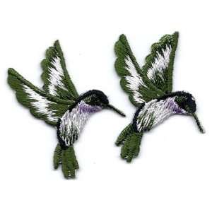 Birds/Hummingbirds w/LavenderThroat, Facing Right Iron On Embroidered 