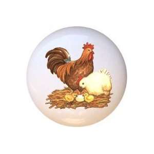 Rooster Chicken Family Drawer Pull Knob