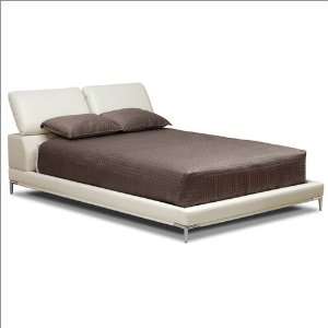  Romar Ivory Leather Modern Queen Platform Bed: Home 