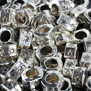 Kf222*50Pc Tibet Silver Sun Tube Charm European Beads  