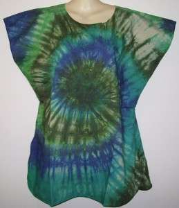 TIE DYED GREEN BLUE TURQUOISE COTTON LADIES TOP SIZE 16 to18  