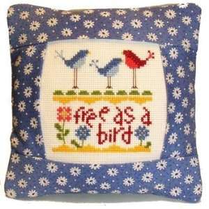  Free Bird Pillow Kit   Cross Stitch Kit: Arts, Crafts 
