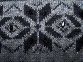 Fylo by Nylon Lambswool Snowflake Sweater Sz M Grey^  