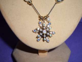 Betsey Johnson SNOW ANGEL Snowflake Layered Necklace NWT  