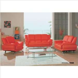   set Red Jaeger 3 Piece Leather Sofa Set in Red