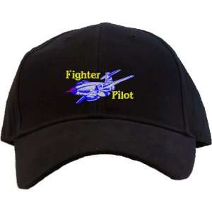    Fighter Pilot Embroidered Baseball Cap   Black 