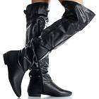 Black Flat Thigh High Boots Riding Over The Knee Equestrian Womens 