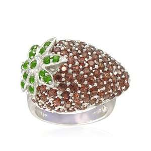   Strawberry Shaped Garnet with Chrome Diopside Ring, Size 8 Jewelry