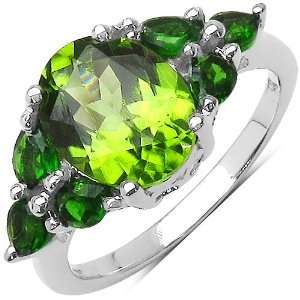   ct. t.w. Peridot and Chrome Diopside Ring in Sterling Silver Jewelry
