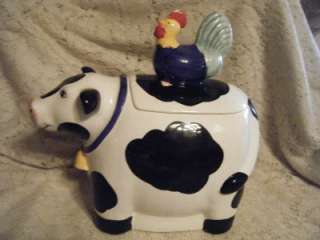 Vintage Stoneware~Coco Dowley~Chicken/Cow Cookie Jar~NR  