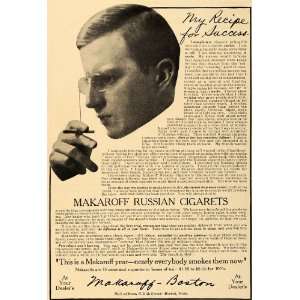  1910 Ad Makaroff Russian Cigarets Cigarettes Smoke Box 