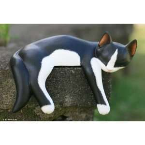  Wood statuette, Snoozing Tuxedo Cat Home & Kitchen