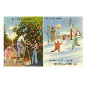 Oranges Versus Snowballs, Florida Premium Giclee Poster Print, 12x16 