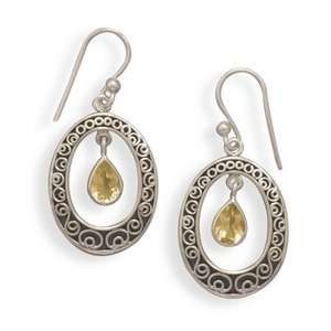  Citrine DropSterling Silver Earrings Jewelry