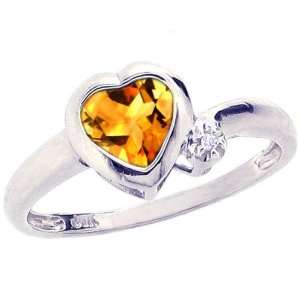   Gold Simply Heart Gemstone Ring Citrine, size5.5: diViene: Jewelry
