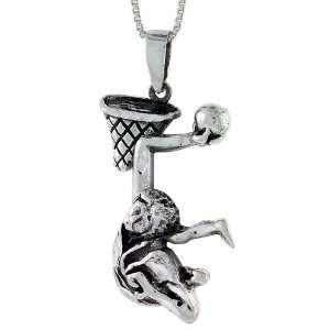  Sterling Silver Slum Dunk Pendant, 1 11/16 in. (34mm) tall 