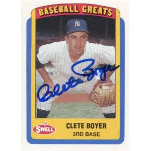 Clete Boyer Autographed 1990 Swell Card