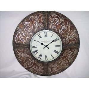  Old World Scroll Design Metal Decorative Wall Clock: Home & Kitchen
