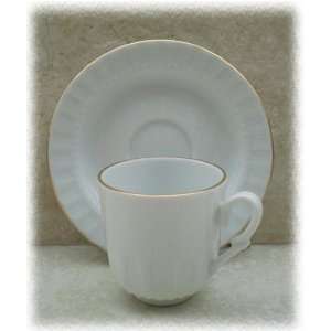 Turkish Porcelain Coffee Cup Set   White with Gold  