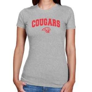  NCAA Houston Cougars Ladies Ash Logo Arch Slim Fit T shirt 