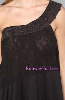   PEOPLE Mermaid Lace One Shoulder Top in Charcoal Small 8 10  