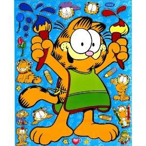 Garfield in Comic Strips fat cat with paintbrush ARTIST Sticker Sheet 