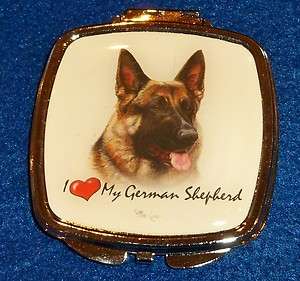 Love German Shepherd Stainless Steel Metal COMPACT MIRROR dog  