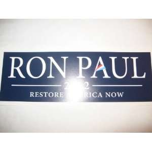 Ron Paul 2012   Restore America Now Bumper Sticker [Large, Rectangle 