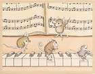   MOUSE Wood Mounted Rubber Stamp MUSIC PIANO MICE Stampabilities NEW