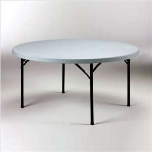  Valuelite Blow Molded Round Folding Table with Stone Grey 