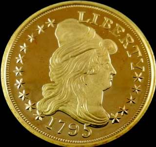 1875 Capped Bust $10 24 Kt Layered Copy Reproduction Replica Proof UNC 