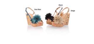 X11053Womens Flower Shoes Multi Color Wedge Sandals Platform High 