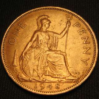 Great Britain British Penny 1948 George VI KM#845 XF  