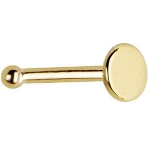  Solid 14KT Yellow Gold Flat Disc Nose Bone: Jewelry