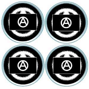    Gift Boxed Set of 4 Round Coasters Flag Anarchy