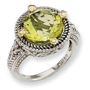  Sterling Silver and 14k 5.00ct Lemon Quartz Ring Jewelry