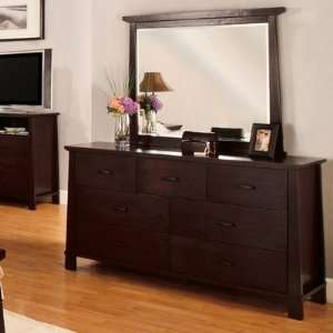  Peyton Seven Drawer Dresser and Mirror Set in Dark Cherry 