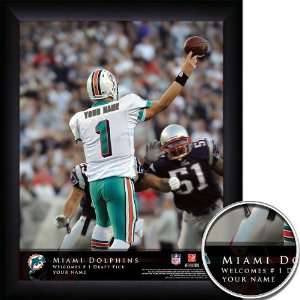   Dolphins Personalized NFL Action QB Framed Print: Sports & Outdoors