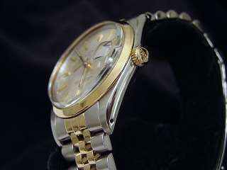 MENS 2TONE 18K YELLOW GOLD/STAINLESS ROLEX DATE WATCH  