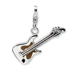   La Vita Sterling Silver 3 D Guitar Charm with Lobster Clasp: Jewelry