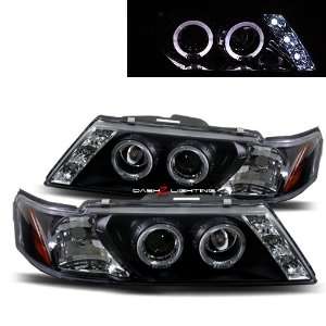 95 99 Nissan Sentra B14 LED Halo 1 Piece Projector Headlights   Black