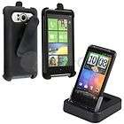Cradle Phone Desktop Battery Charger+Swivel Holster Cover For HTC 