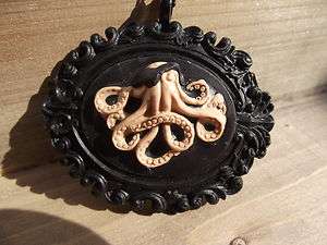 Octopus Kraken Lolita Pirate Red Scallywag Nautical Ocean Cameo Black 