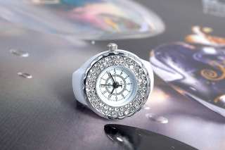 Stylish White Crystal Lady Finger Ring Quartz Watch  