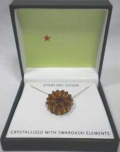  Crystalized w/Swarovski Crystal Pendant /Silver 18 Necklace 