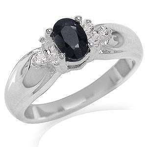 Natural Black Sapphire & White Topaz 925 Sterling Silver Engagement 