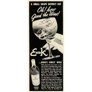 1942 Ad E and K Ohio Fine Wine Engles Krudwig Sauternes Catawba Rhine 