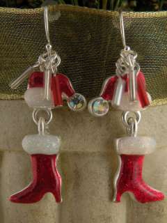 NEW Christmas Mrs.Santa Claus Boot Pierced Earrings  