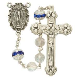Blue Our Father Beads and Miraculous Center Rosary Womens Rosaries 
